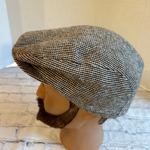 DORFMAN - PACIFIC VINTAGEGE BROWN TWEED MIX 100% WOOL EAR COVERAGE MENS CAP MED - Picture 2 of 9